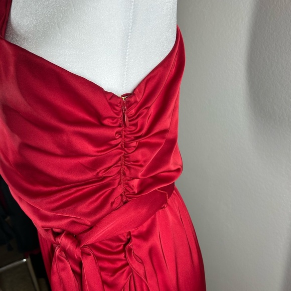 AMUR Red Topanga One-Shoulder Faux Wrap Sexy Cocktail Evening Holiday Dress Sz 2 - Picture 3 of 16